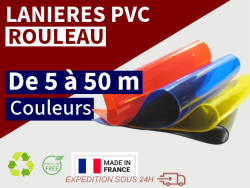 Rouleaux laniere PVC SPECIAL LANIERE PVC DE COULEUR TRANSPARENTE 5m,10m, 15m,25m, 50m