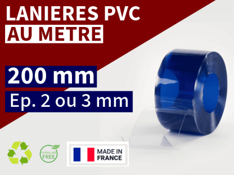 LANIERE PVC SOUPLE: LARG.200 MM x EP.2/3 MM - DECOUPE SUR-MESURE Accueil