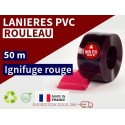 Lanière PVC de couleur rouge transparent ignifuge certifée M1