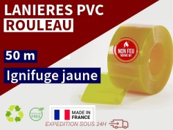 Rouleaux laniere PVC SPECIAL Lanière PVC couleur jaune transparent ignifuge certifée M1