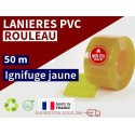 Lanière PVC couleur jaune transparent ignifuge certifée M1
