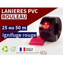 Lanière PVC de couleur rouge transparent ignifuge certifée M1