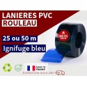 Lanière PVC de couleur bleu transparent ignifuge certifée M1