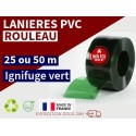 Lanière PVC de couleur vert transparent ignifuge certifée M1