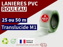 Rouleaux laniere PVC SPECIAL Lanière PVC Translucide ignifuge certifée M1-Effet Calque