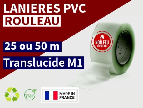 Rouleaux laniere PVC SPECIAL Lanière PVC Translucide ignifuge certifée M1-Effet Calque