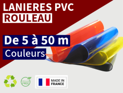 Rouleaux laniere PVC SPECIAL LANIERE PVC DE COULEUR TRANSPARENTE 5m,10m, 15m,25m, 50m