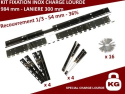 Kit Fixation complet Acier Inox - Lanière PVC 300 mm - CHARGE LOURDE ACCESSOIRES