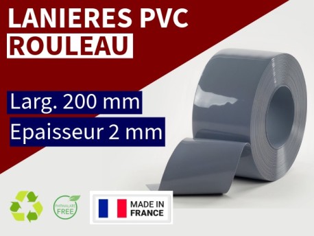Rouleaux laniere PVC SPECIAL Rouleau lanière PVC opaque gris