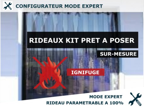 KIT RIDEAU PVC KIT RIDEAU A LANIERES PVC SOUPLES TRANSPARENT IGNIFUGE ANTI-FEU