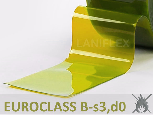 Échantillon lanière PVC jaune transparent ignifuge M1