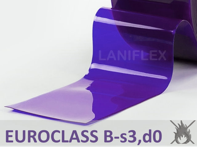 Échantillon lanière PVC bleu transparent ignifuge M1