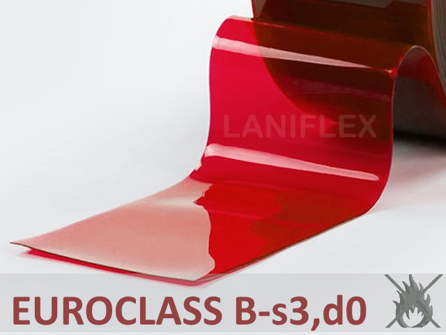 Échantillon lanière PVC rouge transparent ignifuge M1