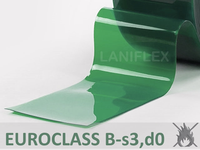 Échantillon lanière PVC verte transparent ignifuge M1