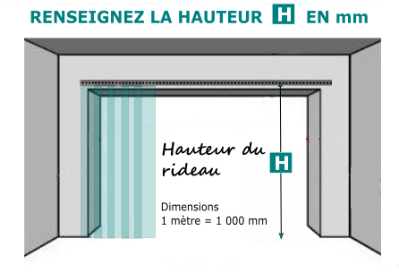 La hauteur du rideau à lanières PVC souple