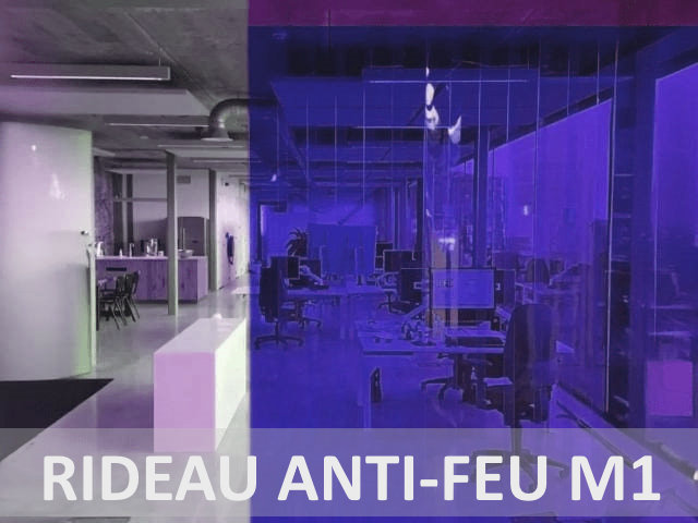 Rideau à lanières PVC bleu transparent ignifuge pour ERP