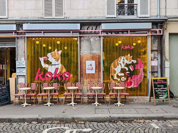 Rideau à lanières PVC utilisé en devanture de Koko Café