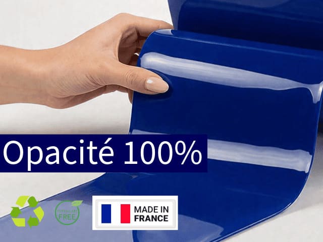 Echantillon laniere PVC noir opacité rideaux à lanières