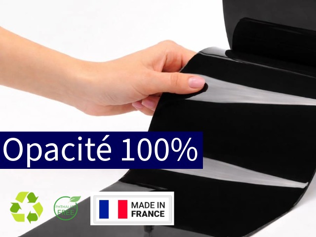 Echantillon laniere PVC noir opacité rideaux à lanières